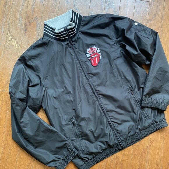The Rolling Stones Windbreaker Zip Up Jacket Black Medium - Picture 1 of 5